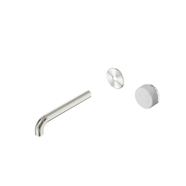 Nero Serenity Progressive Wall Basin Mixer 160mm Spout With Rome Travertine Handle Trim Kit Only Brushed Nickel 24E105BN - The Blue Space