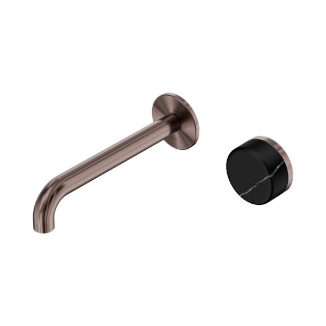 Nero Serenity Progressive Wall Basin Mixer 160mm Spout With Marquina Black Handle Brushed Bronze 24E138BZ - The Blue Space