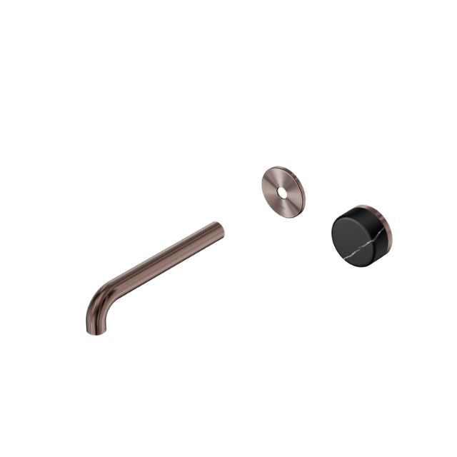 Nero Serenity Progressive Wall Basin Mixer 160mm Spout With Marquina Black Handle Trim Kit Only Brushed Bronze 24E125BZ - The Blue Space