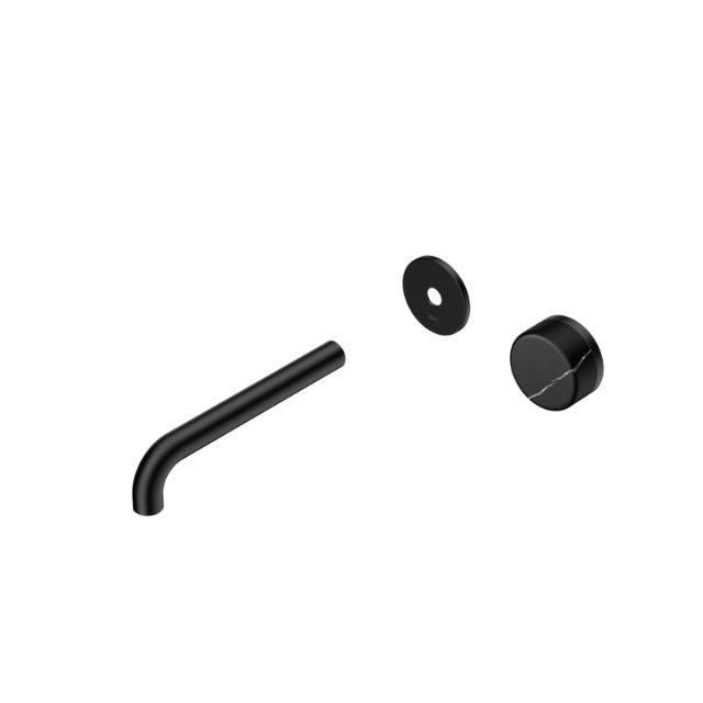 Nero Serenity Progressive Wall Basin Mixer 160mm Spout With Marquina Black Handle Trim Kit Only Matte Black 24E125MB - The Blue Space