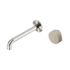 Nero Serenity Progressive Wall Basin Mixer 160mm Spout With Rome Travertine Handle Brushed Nickel