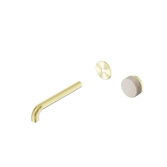 Nero Serenity Progressive Wall Basin Mixer 160mm Spout With Rome Travertine Handle Trim Kit Only Brushed Gold 24E105BG - The Blue Space