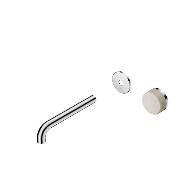 Nero Serenity Progressive Wall Basin Mixer 160mm Spout With Rome Travertine Handle Trim Kit Only Chrome 24E105CH - The Blue Space
