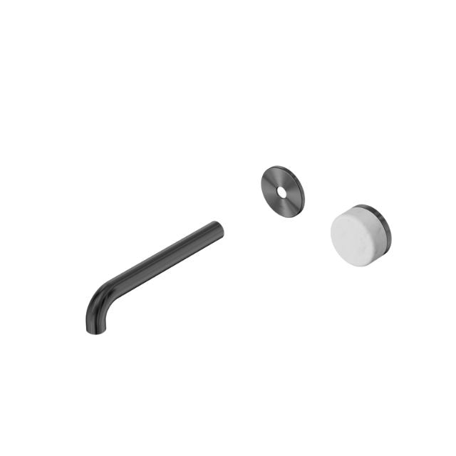 Nero Serenity Progressive Wall Basin Mixer 185mm Spout With Carrara Handle Trim Kit Only Gun Metal 24E109GM - The Blue Space