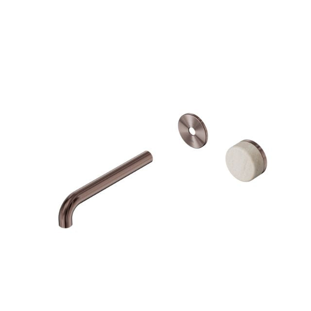 Nero Serenity Progressive Wall Basin Mixer 185mm Spout With Rome Travertine Handle Trim Kit Only Brushed Bronze 24E111BZ - The Blue Space