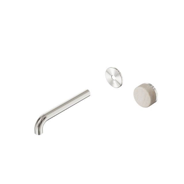 Nero Serenity Progressive Wall Basin Mixer 185mm Spout With Rome Travertine Handle Trim Kit Only Brushed Nickel 24E111BN - The Blue Space