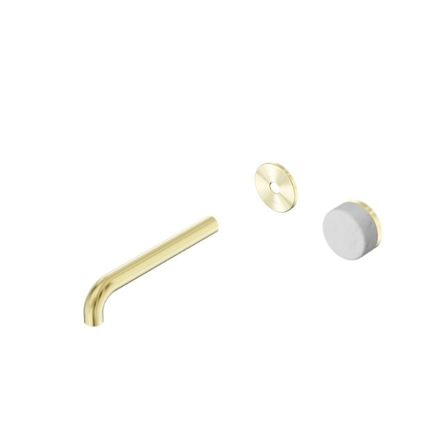 Nero Serenity Progressive Wall Basin Mixer 220mm Spout With Carrara Handle Trim Kit Only Brushed Gold 24E115BG - The Blue Space