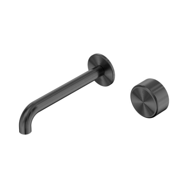 Nero Serenity Progressive Wall Basin Mixer 220mm Spout With Metal Handle Gun Metal 24E078GM - The Blue Space