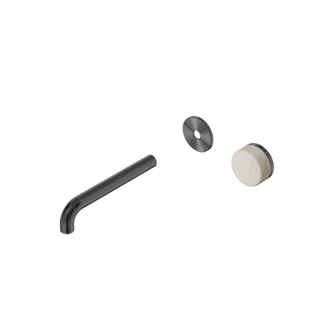 Nero Serenity Progressive Wall Basin Mixer 220mm Spout With Rome Travertine Handle Trim Kit Only Gun Metal 24E117GM - The Blue Space