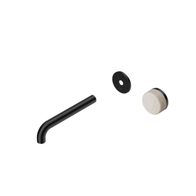 Nero Serenity Progressive Wall Basin Mixer 220mm Spout With Rome Travertine Handle Trim Kit Only Matte Black 24E117MB - The Blue Space