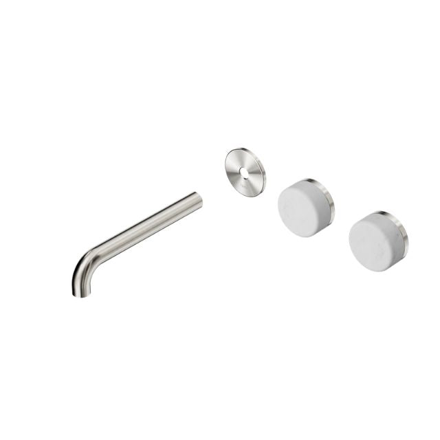 Nero Serenity Wall Basin Set 160mm Offset spout With Carrara Handle Trim Kit Only Brushed Nickel 24D092BN - The Blue Space