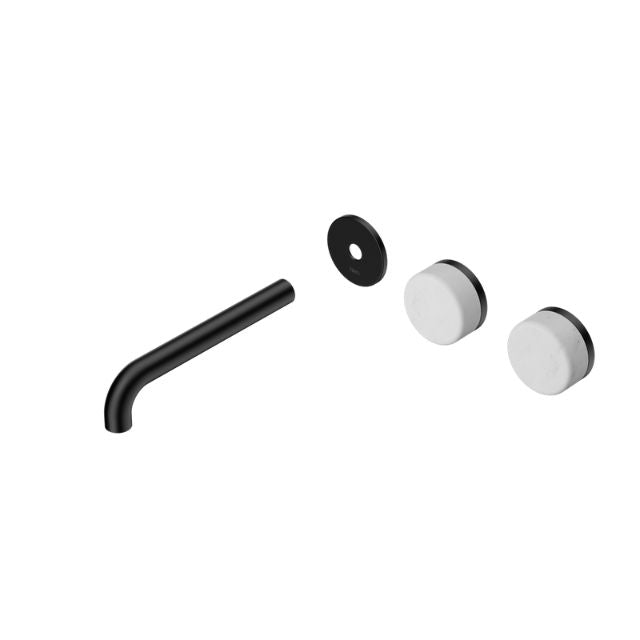 Nero Serenity Wall Basin Set 160mm Offset spout With Carrara Handle Trim Kit Only Matte Black 24D092MB - The Blue Space