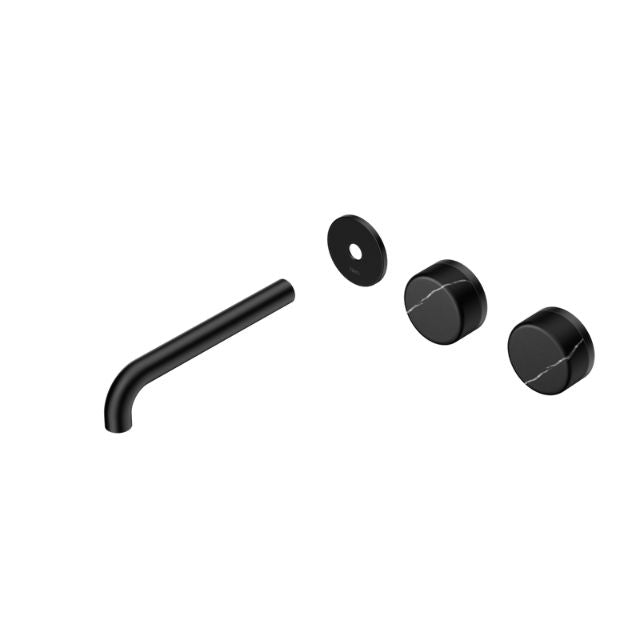 Nero Serenity Wall Basin Set 160mm Offset spout With Marquina Black Handle Trim Kit Only Matte Black 24D113MB - The Blue Space