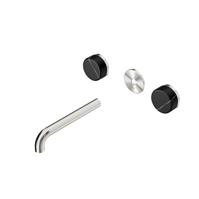 Nero Serenity Wall Basin Set 160mm Spout With Marquina Black Handle Trim Kit Only Brushed Nickel 24D110BN - The Blue Space