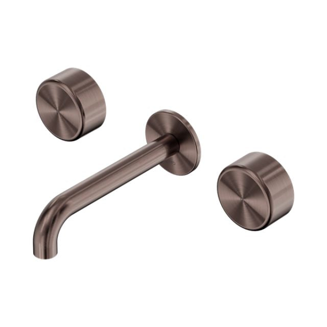 Nero Serenity Wall Basin Set 160mm Spout With Metal Handle Brushed Bronze