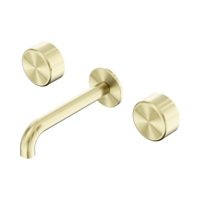Nero Serenity Wall Basin Set 160mm Spout With Metal Handle Brushed Gold 24D040BG - The Blue Space