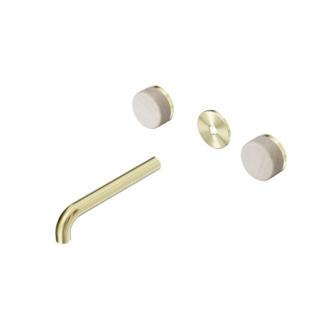 Nero Serenity Wall Basin Set 160mm Spout With Rome Travertine Handle Trim Kit Only Brushed Gold 24D076BG - The Blue Space