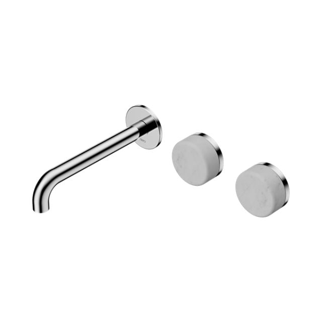 Nero Serenity Wall Basin Set 185mm Offset Spout With Carrara Handle Chrome 24D059CH - The Blue Space