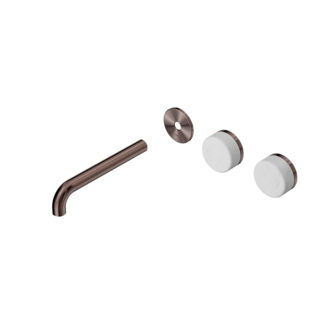 Nero Serenity Wall Basin Set 185mm Offset spout With Carrara Handle Trim Kit Only Brushed Bronze 24D098BZ - The Blue Space