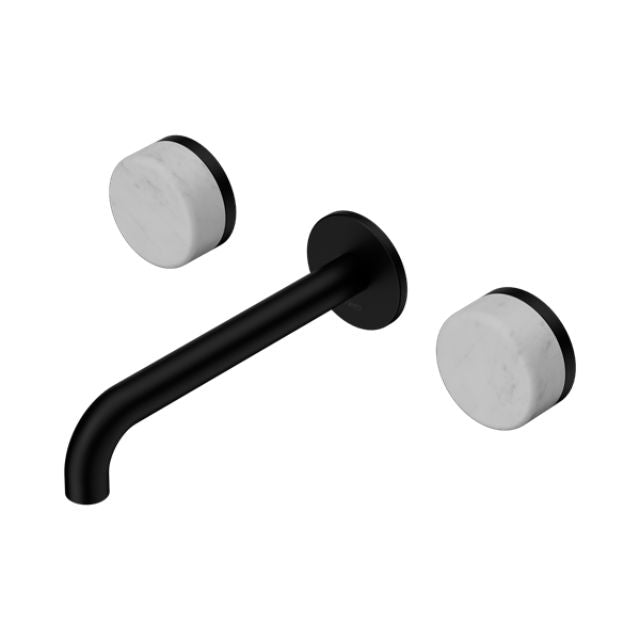 Nero Serenity Wall Basin Set 185mm Spout With Carrara Handle Matte Black