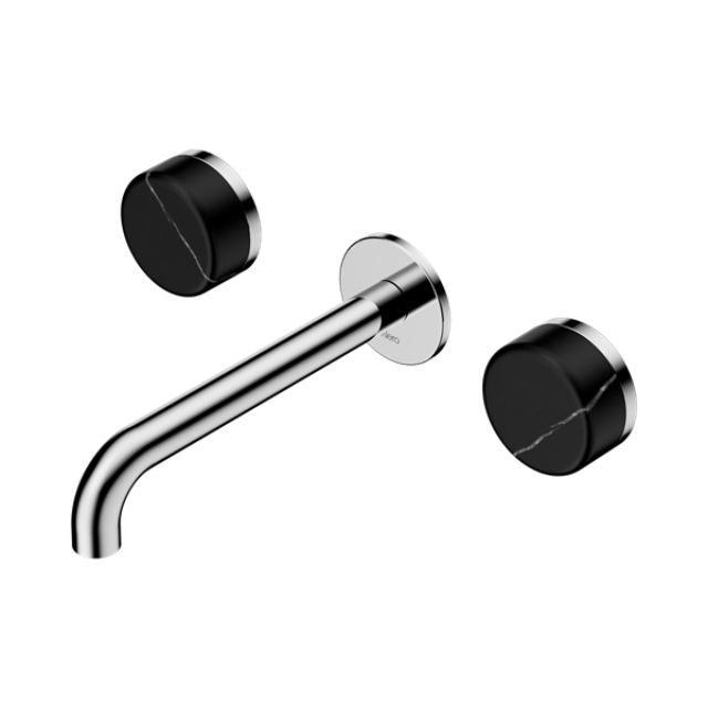 Nero Serenity Wall Basin Set 185mm Spout With Marquina Black Handle Chrome 24D122CH - The Blue Space