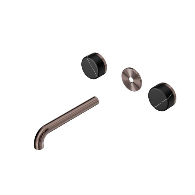 Nero Serenity Wall Basin Set 185mm Spout With Marquina Black Handle Trim Kit Only Brushed Bronze 24D111BZ - The Blue Space