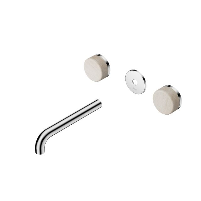 Nero Serenity Wall Basin Set 185mm Spout With Rome Travertine Handle Trim Kit Only Chrome 24D082CH - The Blue Space