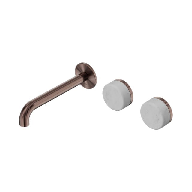 Nero Serenity Wall Basin Set 220mm Offset Spout With Carrara Handle Brushed Bronze 24D065BZ - The Blue Space