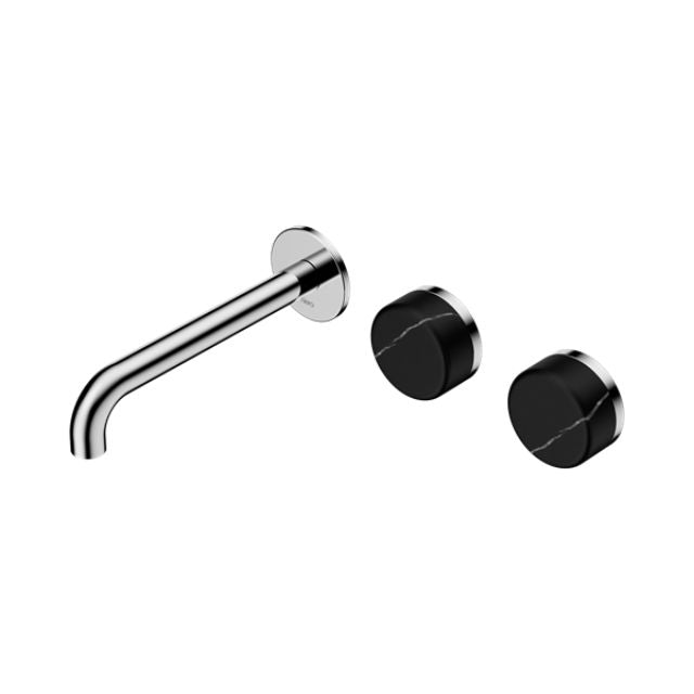 Nero Serenity Wall Basin Set 220mm Offset Spout With Marquina Black Handle Chrome 24D126CH - The Blue Space