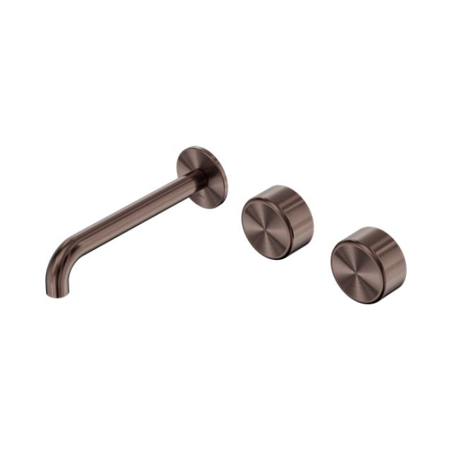 Nero Serenity Wall Basin Set 220mm Offset Spout With Metal Handle Brushed Bronze 24D070BZ - The Blue Space