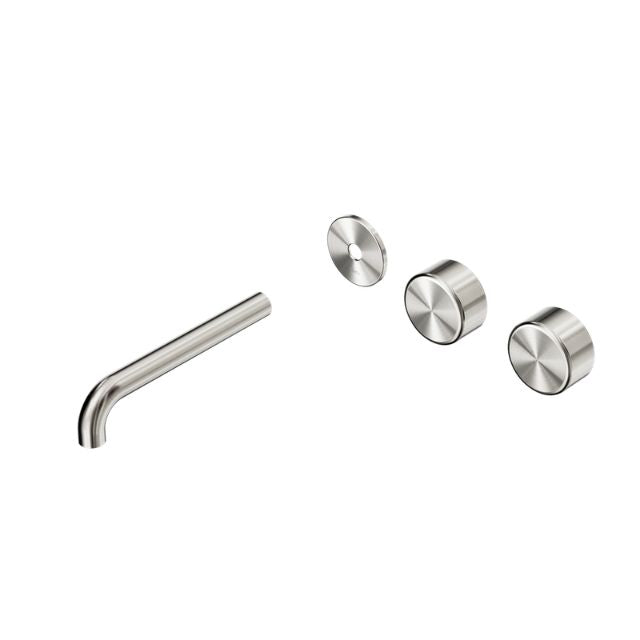 Nero Serenity Wall Basin Set 220mm Offset spout With Metal Handle Trim Kit Only Brushed Nickel 24D109BN - The Blue Space