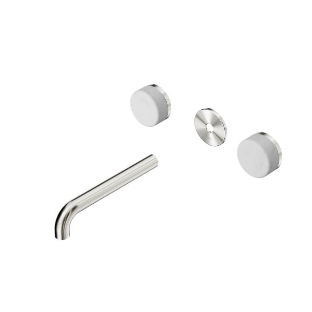 Nero Serenity Wall Basin Set 220mm Spout With Carrara Handle Trim Kit Only Brushed Nickel 24D086BN - The Blue Space