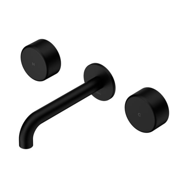 Nero Serenity Wall Basin Set 220mm Spout With Metal Handle Matte Black