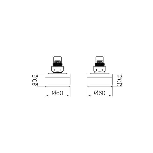 Technical Drawing Nero Serenity Wall Top Assembly With Rome Travertine Handle Gun Metal 24D007GM - The Blue Space