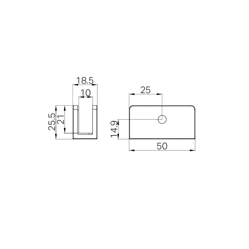 Nero Shower U-Shaped Bracket 10mm Glass Chrome