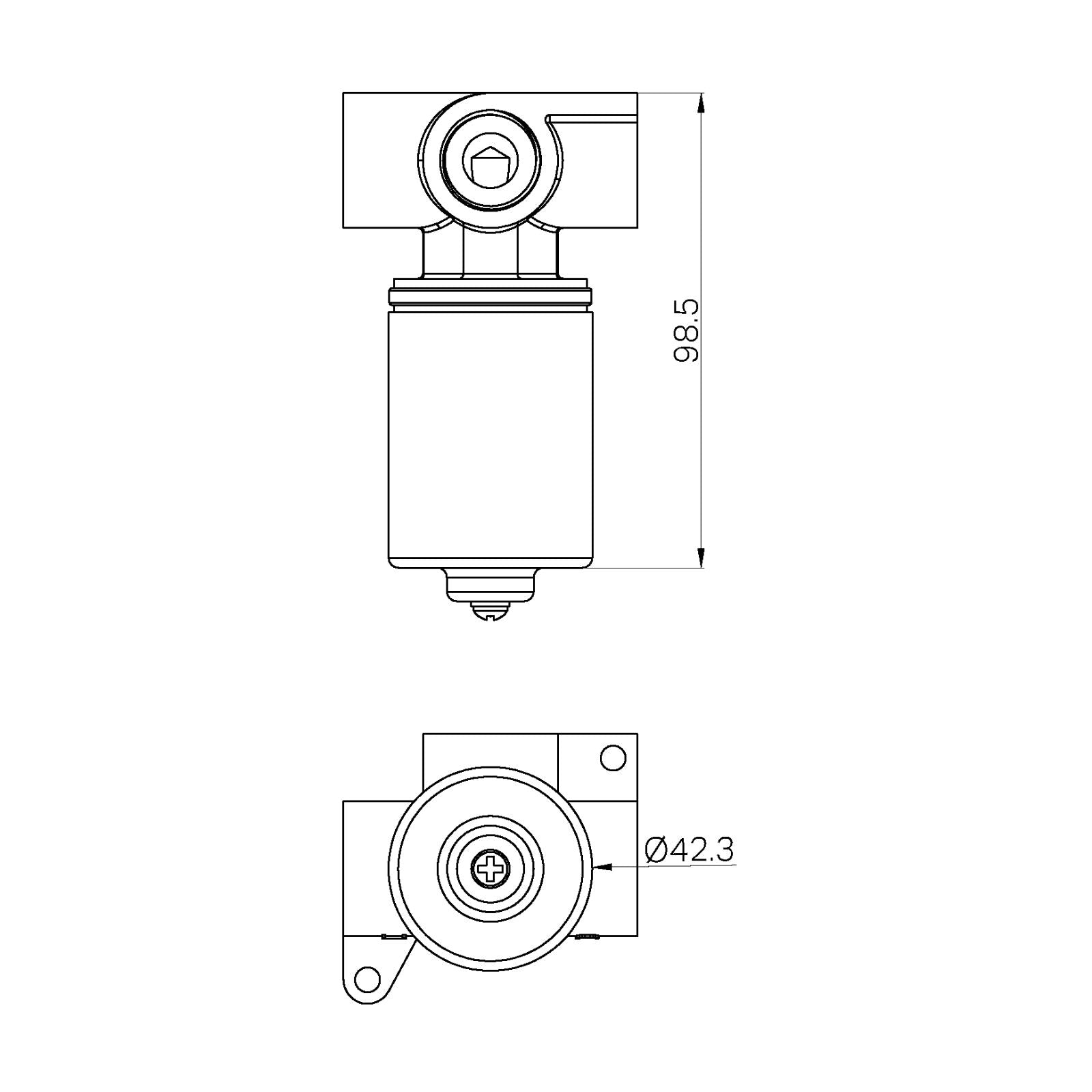 Technical Drawing Nero SS316L Progressive Universal Shower Mixer Body Only NRUB008 - The Blue Space