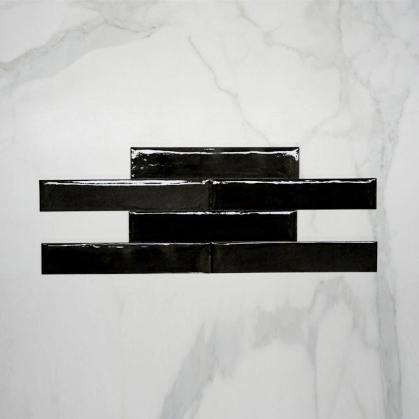 Pattern No Hand Nero Theo Subway Tile 75 x 400mm Italian Porcelain  - The Blue Space