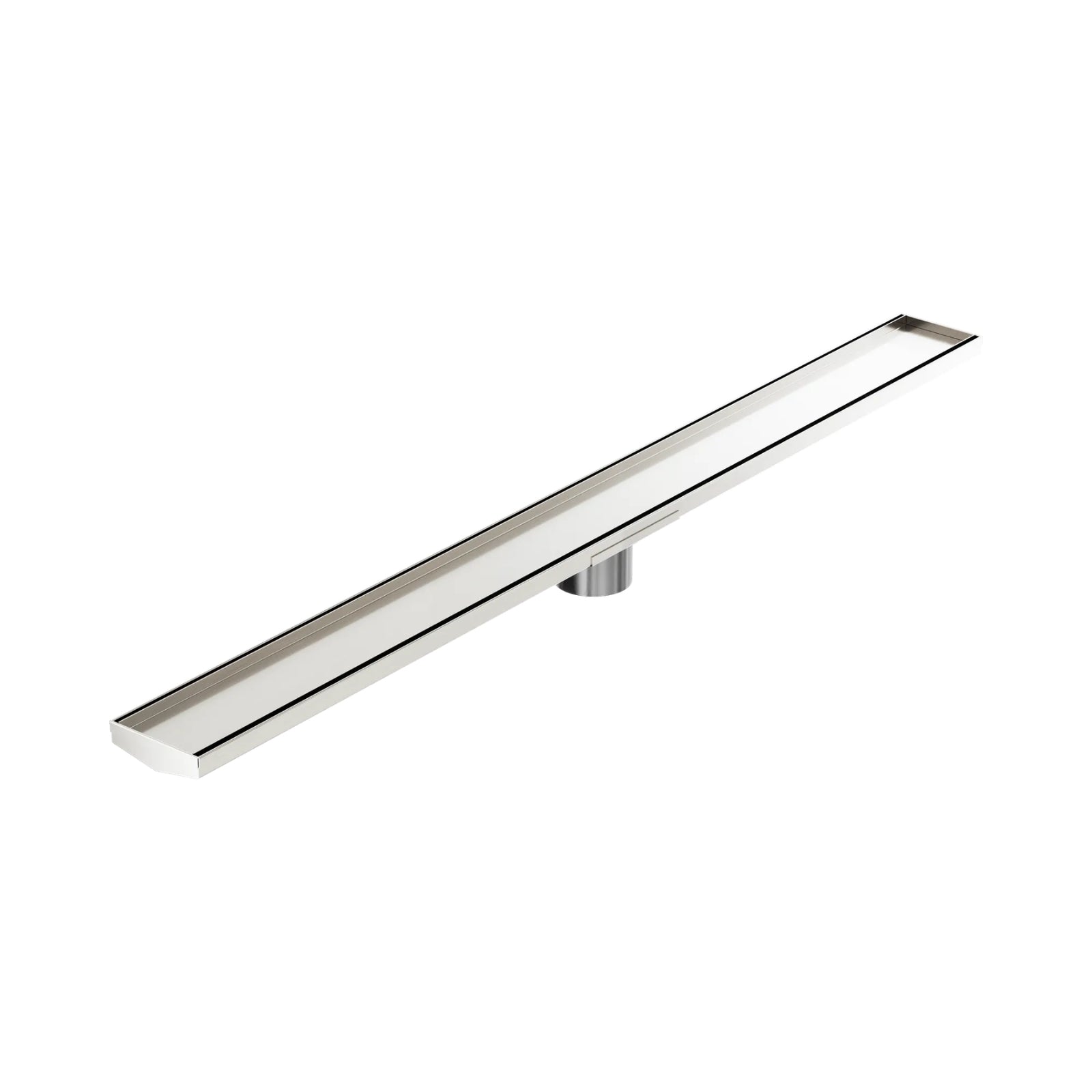 Nero Tile Insert V Channel 1200x106mm Floor Grate 80mm Outlet Brushed Nickel NRFG009HSBN_KIT - The Blue Space