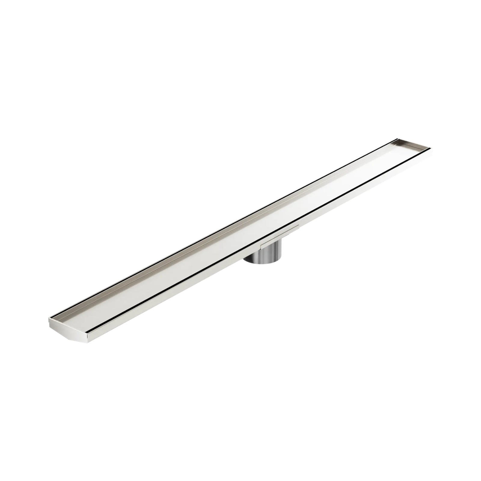 Nero Tile Insert V Channel 1200x106mm Floor Grate 90mm Outlet Brushed Nickel NRFG005HSBN_KIT - The Blue Space