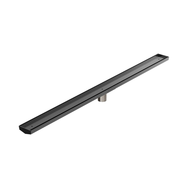 Nero Tile Insert V Channel 1200x82mm Floor Grate 50mm Outlet Gun Metal NRFG007HSGM_KIT - The Blue Space