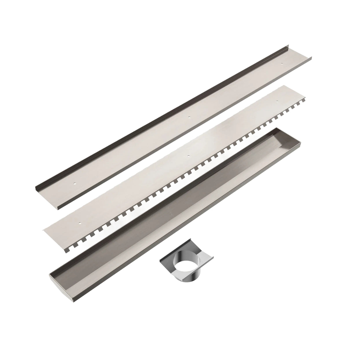 Parts Nero Tile Insert V Channel 900x106mm Floor Grate 90mm Outlet Brushed Nickel NRFG001HSBN_KIT - The Blue Space