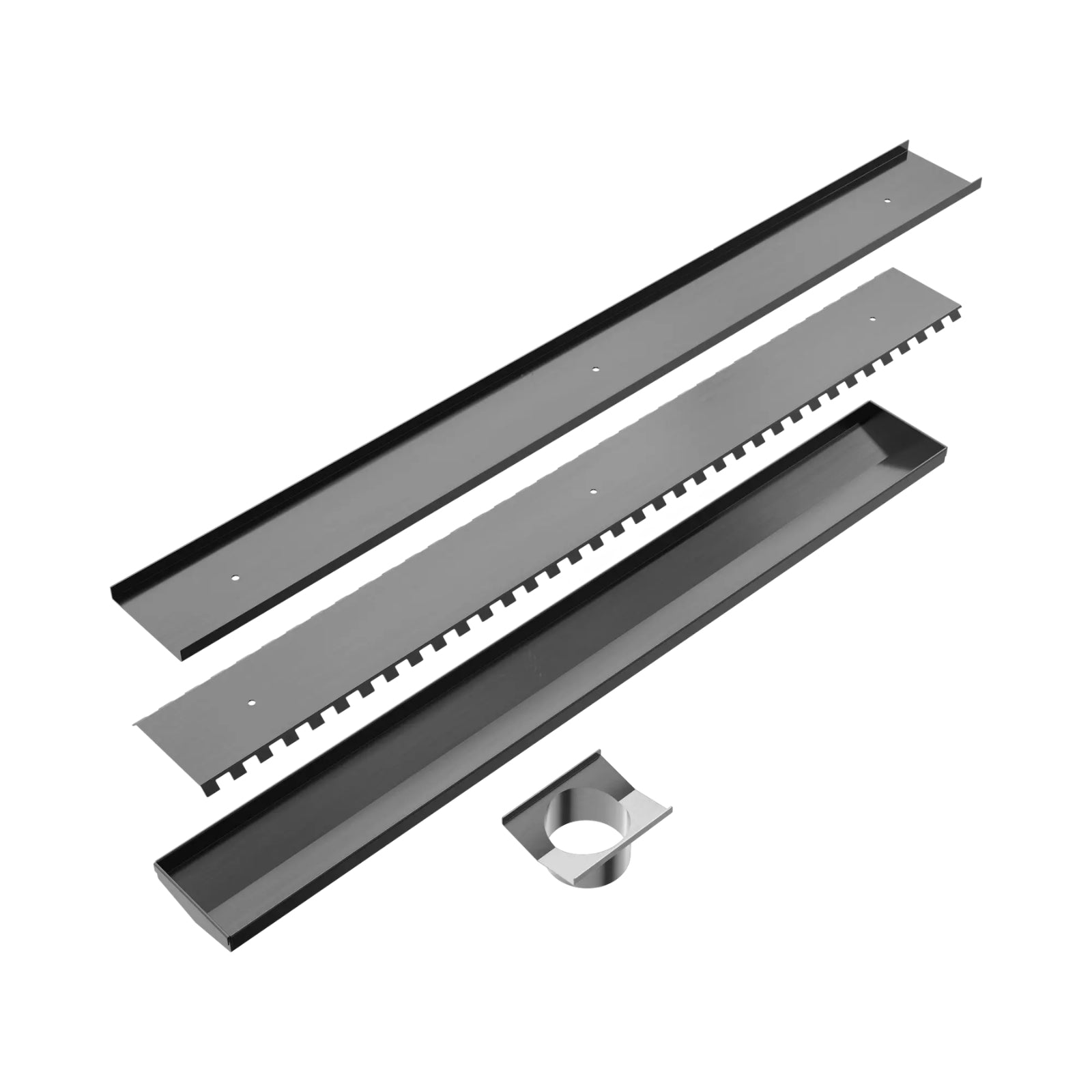 Parts Nero Tile Insert V Channel 900x106mm Floor Grate 90mm Outlet Gun Metal NRFG001HSGM_KIT - The Blue Space