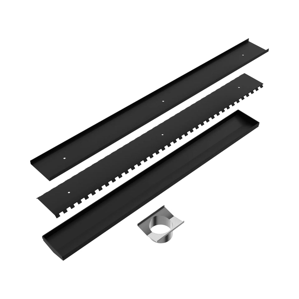 Nero Tile Insert V Channel 900x106mm Floor Grate 90mm Outlet Matte Black