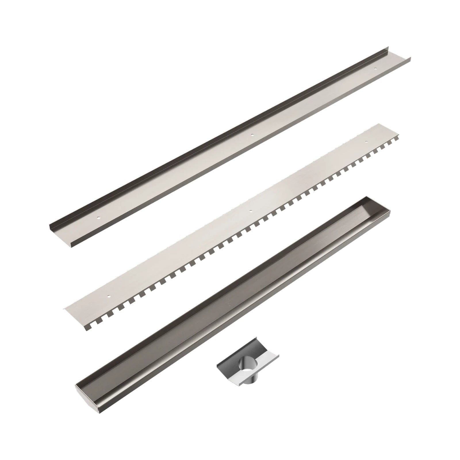 Parts Nero Tile Insert V Channel 900x82mm Floor Grate 50mm Outlet Brushed Nickel NRFG002HSBN_KIT - The Blue Space