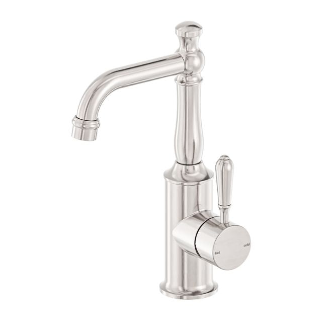 Nero York Basin Mixer With Metal Lever Brushed Nickel