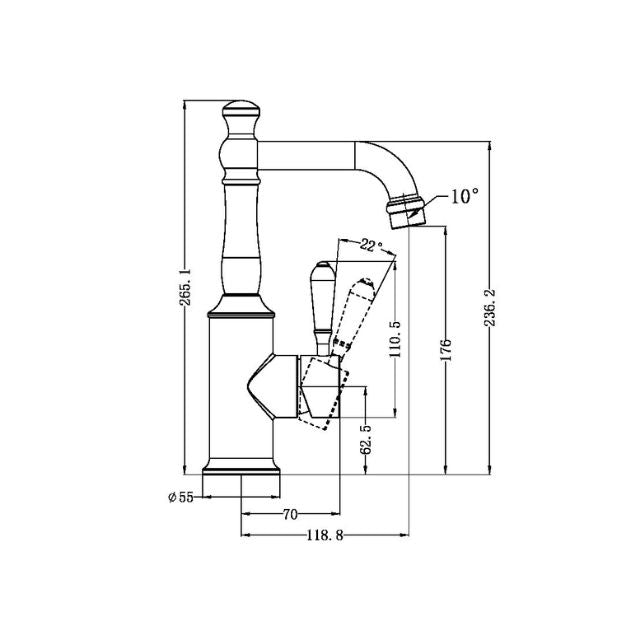 Nero York Basin Mixer With Metal Lever Brushed Nickel