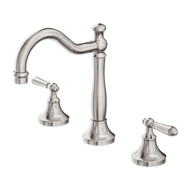 Nero York Basin Set With Metal Lever Brushed Nickel