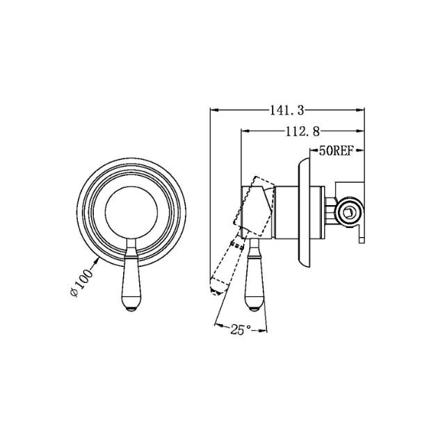 Nero York Shower Mixer With White Porcelain Lever Brushed Nickel