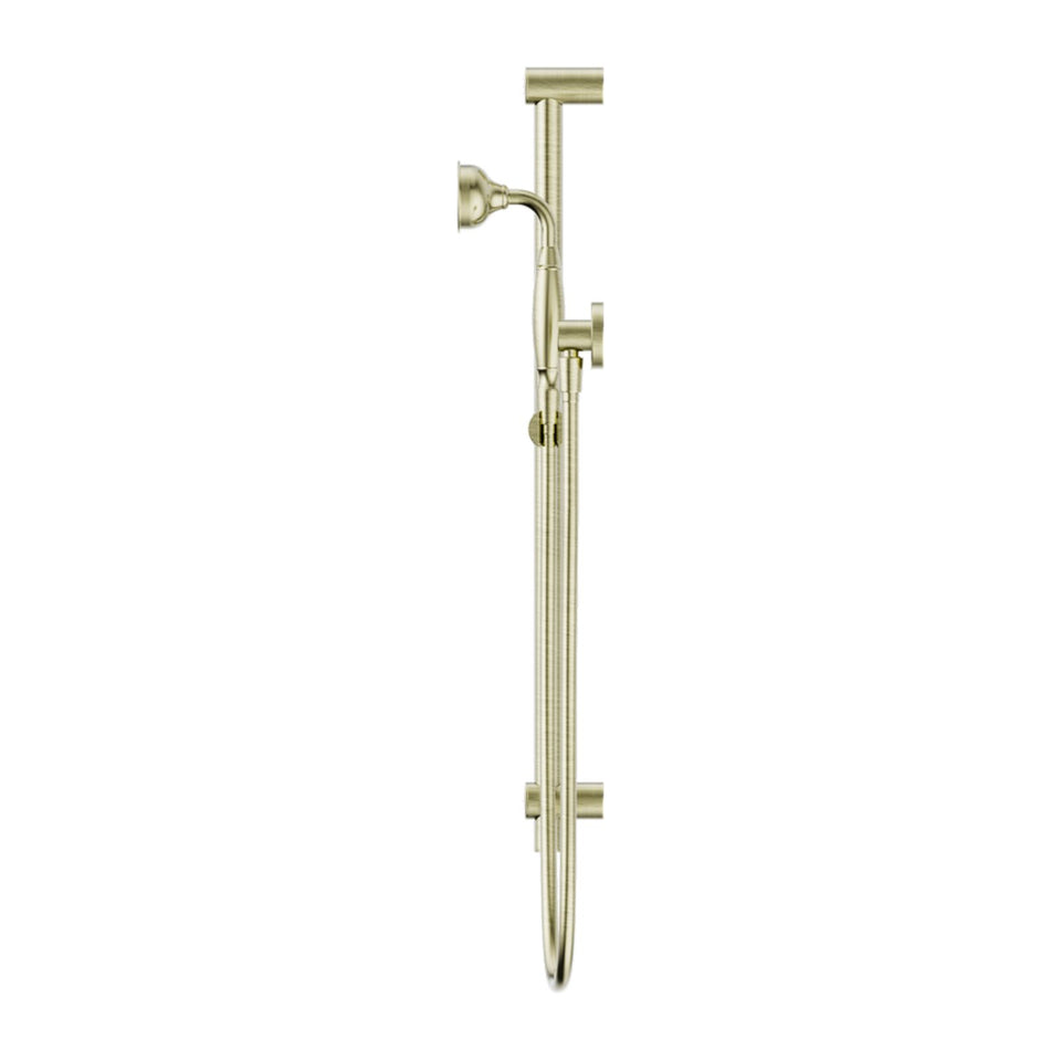 Nero York Shower Rail With Metal Hand Shower Aged Brass