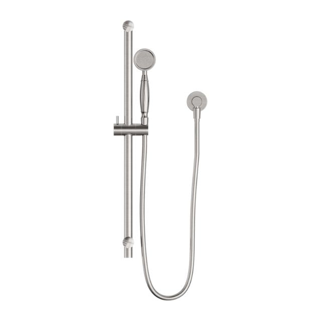 Nero York Shower Rail With Metal Hand Shower Brushed Nickel